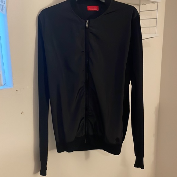 Zara Man Lightweight Bomber Style Nylon Zipper Black Jacket Size US Large - Picture 8 of 8